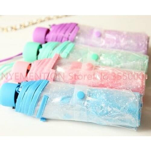 2pcs 8K*52cm 3fold sun rain umbrellas high quality woman cherry blossom sakura flowers transparent umbrella for female