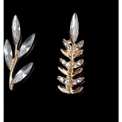 2019New 100Pcs Reed Bamboo Rhinestones Branch Leaves Button for DIY Hair Accessories and Wedding Bridal Decoration HZ417-HZ418