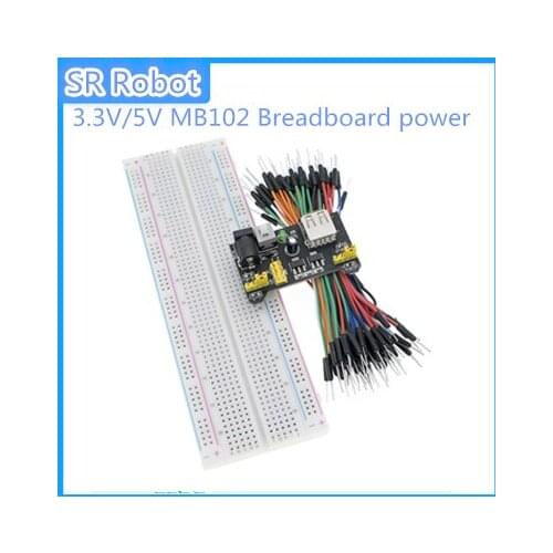 3.3V/5V MB102 Breadboard power module+MB-102 830 points Solderless Prototype Bread board kit +65 Flexible jumper wires