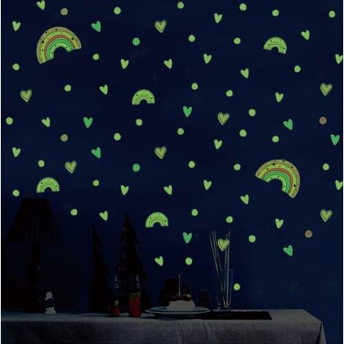 3pcs/set Heart Rainbow Luminous wall sticker bedroom home decorations mural kids baby room wallpaper glow in the dark Stickers