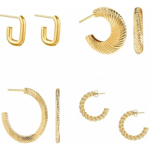 AIDE 925 Sterling Silver Stud Earrings For Women 2021 Trend Piercing Gold Earring Jewelry Girls Party Gifts Pendientes Brincos