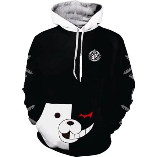 Anime Super Dangan Ronpa Danganronpa Monokuma Hoodie White Black Bear Cosplay Costume 3D Printed Unisex Hoodies Sweatshirts