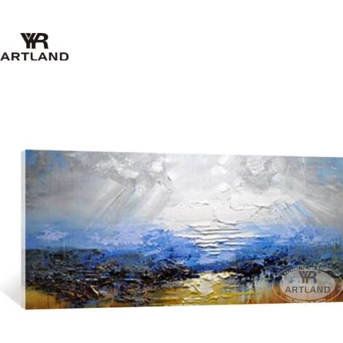 Free shipping modern abstract Handmade oil painting on canvas thick oil blue sky scenery wall art poster for living room bedroom