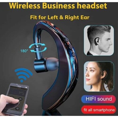 Wireless Business Sports Ear Hook Earphone HiFi Smart Handsfree phone Call Headset With Noise Reduction Mic Bluetooth-Compatible
