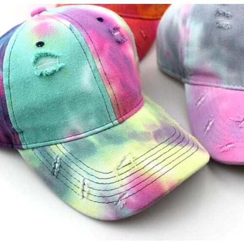 Unisex Gradient Color Tie Dye Breathable Adjustable Anti UV Hat Baseball Cap Men Women Trend Lovers Outdoor Sports Hat