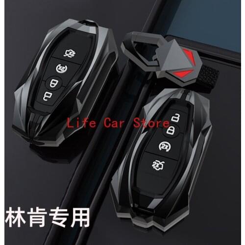Alloy Key Fob Case Holder Bag Key Ring Protect Key For Lincoln Corsair Aviator Nautilus 2021-22