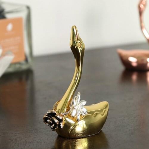 Swan Ring Holder Creative Nordic Jewelry Holder Desktop Business Card Holder Metal Message Holder Ornaments
