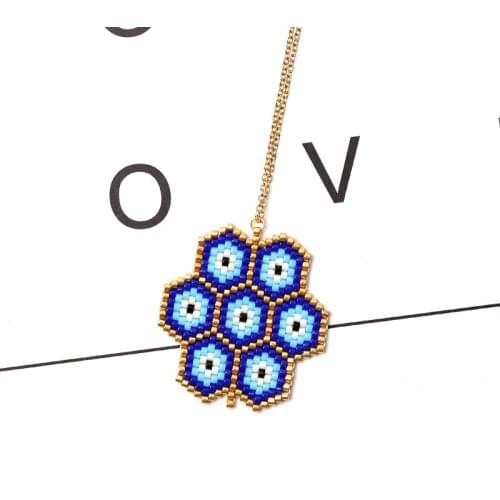 FAIRYWOO Miyuki Beaded Pendant Choker Eye Handmade Steampunk Women Fashion Jewelry New Arrival Collier Gold Eye Chain Necklace