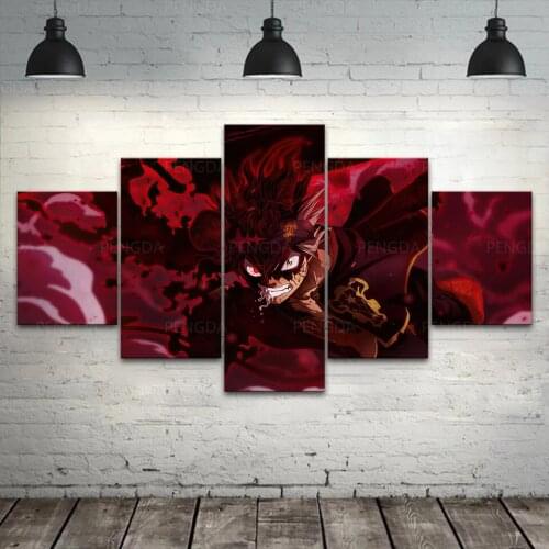 Hd Print Black Clover Canvas Painting Wall Art Asta Poster Home Decoration For Living Room Modular 5 Pieces Anime Pictures Frame