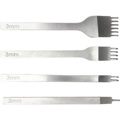 Leather Craft Tool Hole Punches White Steel 1/2/4/6 Prong DIY Diamond Lacing Stitching Punch Chisel Set Leather Craft Kits