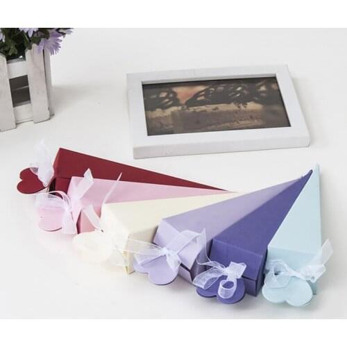 5pcs Cones Favour Gift Box Long Triangles Shape Sweet Candy Box for Wedding Birthday Party Supplies 6H6817