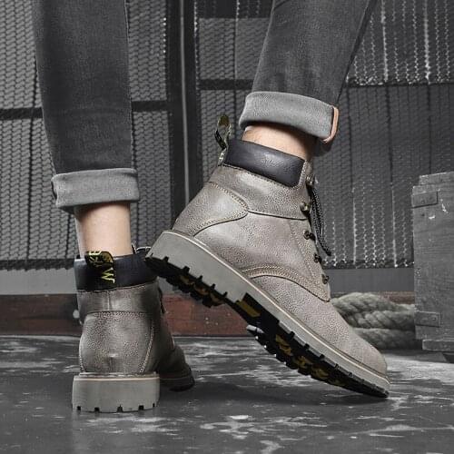 Sneakers leather ankle shoes mens sole vintage brown for hombre hightop high boots winter casual men home zapatillas tactical