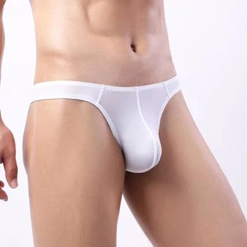 1pcs Hot Sale Mens Fashion Thong Sexy Exposed PP Pants Summer Ice Silk Thin Breathable Low Waist Dropshipping Exotic