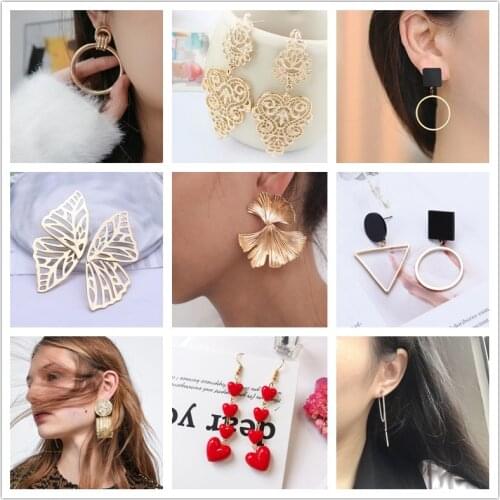Hot Sale Women Heart Drop Earrings Girl Gift Flower Leaf Pendant Statement Earring Fashion Party Jewelry bijoux Orecchini
