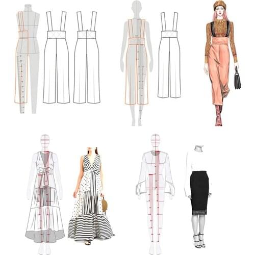1 Set Women And Men Fashion Drawing Ruler Figure Drawing Template For Fashion Design Fashion Sketch Template Female