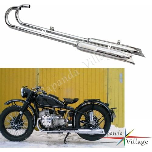Motorbike Chrome Retro 750cc Fishtail 32HP Front & Rear Exhaust Muffler Silencer for BMW Ural K750 M1 M72 R71 R12 Dnepr MT12