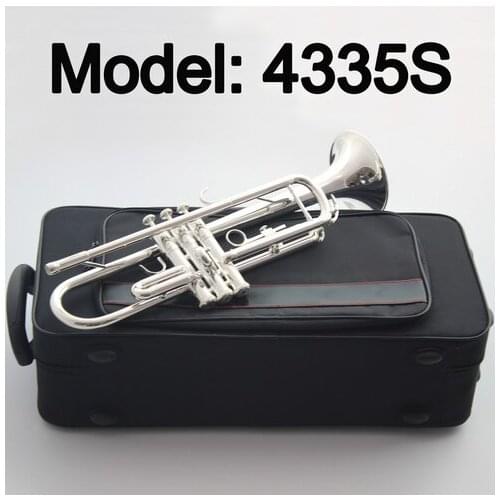 Music Fancier Club Bb Silver Plated Music Instruments Trumpet 4335S Profesional Trumpets Student Included Case Mouthpiece