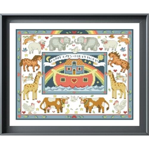 DreampatternCountry ark cross embroidery kit animal pattern 18ct 14ct 11ct unprint canvas Cross-stitch DIY needlework
