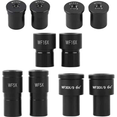 Biological Microscope Eyepieces WF5X WF10X WF16X WF20X WF25X WF30X 2pcs/set Accessory Wide Angle Lens 23.2mm Diameter