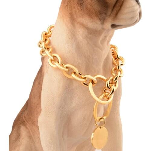 Tiasri 15mm Dog Collar High Quality Stainless Steel Training Dog Leash Walk the Dog Safety Chain Adjustable Size Pet Accessories