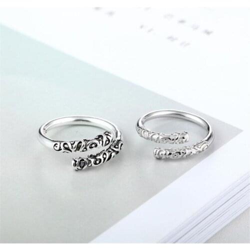 Real 925 Sterling Silver Golden Hoop Open Rings for Women Creative Jewelry Fashion Gifts Female Couple Rings Mujer Anillos SR349