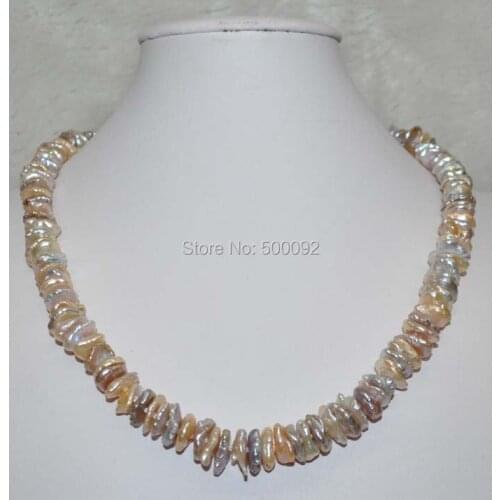 Baroque 9-12mm Natural Keshi Cultured Pearl necklace