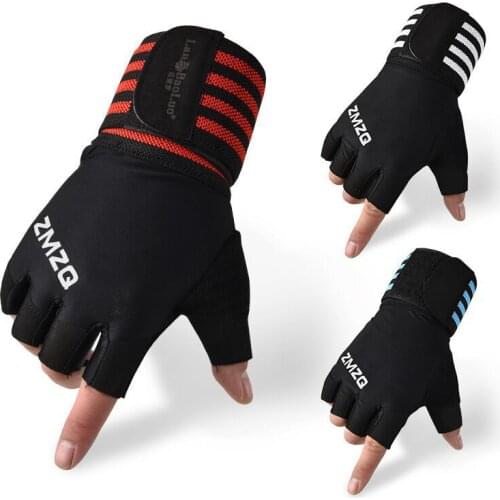 Outdoor Sports Ice Silk Wrist Half-Finger Gloves Men Women Summer Thin Fitness Non-Slip Shockproof Exercise Protective Glove