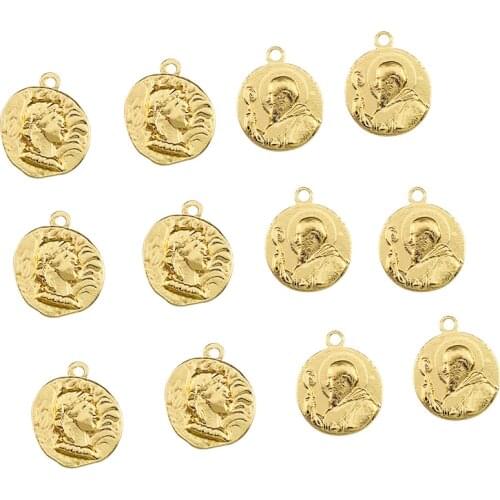 10Pcs/lot Charms Golden Irregular Portrait Coins Pendant Charm For Earring Necklace DIY Accessory Jewelry Making Handmade Crafts