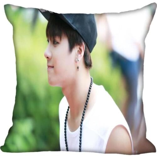 Fan Xi Hot Custom KPOP GOT7 Jackson Printed Silk Square Pillowcase Home Decorative zipper Satin Pillowcases (One Side)