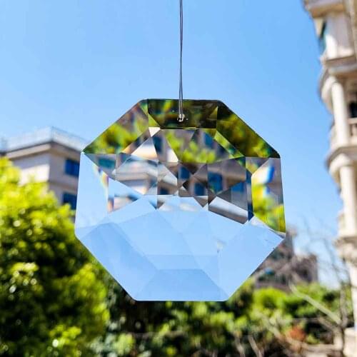 75mm Octagon Crystal Prism Chandelier Accessories Sun Catch Wedding Hanging Ornament DIY Curtain Jewelry Accessory Glass Art
