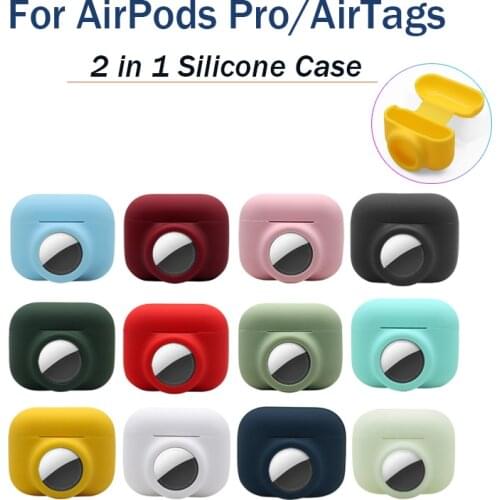 2 In 1 Silicone Case For AirTags Case Cover For AirPods Pro Case Earphones Loss Prevention Case For Air Tag Skin Protective Case