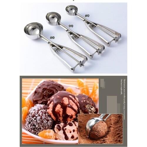 6cm/5cm/4cm Ice Cream Scoop Kitchen Tools Stainless Steel Spring Handle Mash Potato Watermelon Ball Scoop Home Kitchen