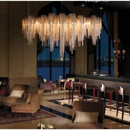 Modern European style Art Hotel Tendance lobby room living room atmosphere crystal tassel big Chandelier Art Aluminum Indoor led