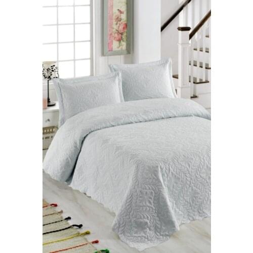 Ivy Light Green Double Personality Microfiber Quilted Bedspread Cotton-Polyester 250x260 Çarşafsız Single Size Navy Blue