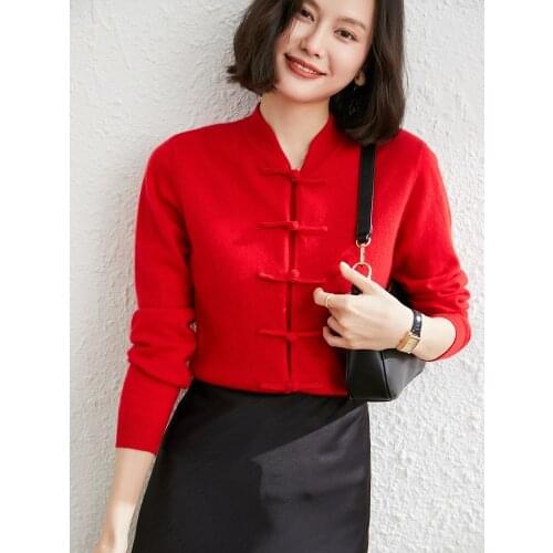 2021 New Arrival Winter/ Autumn Women Sweaters Chinese Style 100% Goat Cashmere Knitted Fashion Female Jackets