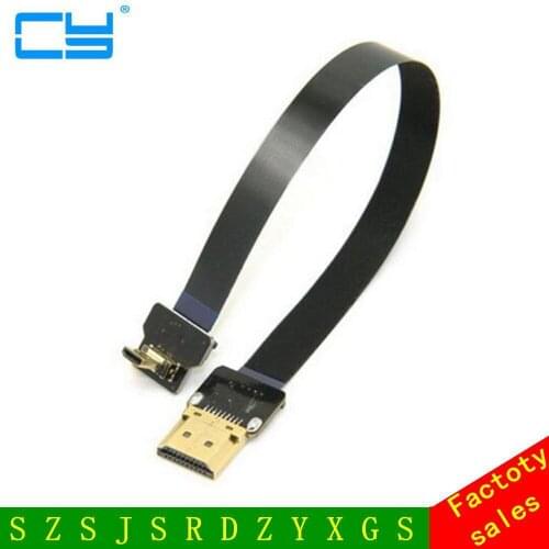 0.1M-1M 90 Degree Up Angled FPV Micro HDMI-compatible Male to HDMI Male FPC Flat Cable for GOPRO Multicopter Aerial Photography