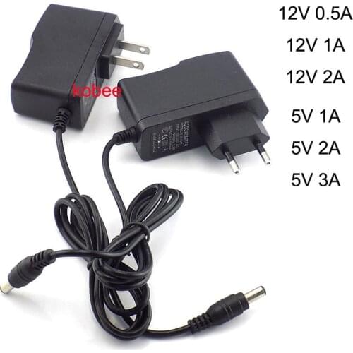 1pcs 100-240V AC to DC Power Adapter Supply Charger adapter 5V 12V 1A 2A 0.5A EU Plug 5.5mm x 2.5mm 5.5mm x 2.1mm