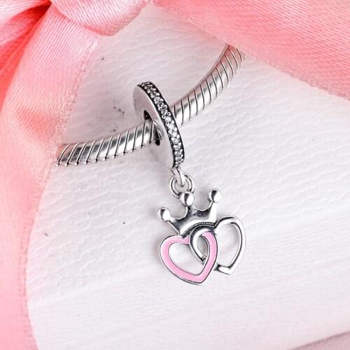 100% 925 Sterling Silver Charms Crowned Hearts Orchid Beads for Jewelry Making Fits Pandora Bracelet DIY Jewellery Bijoux Femme