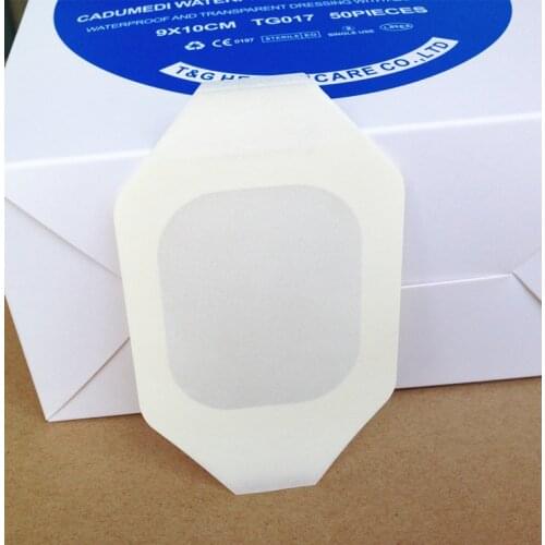 20pcs 6cm*7cm Waterproof Wound Dressing With Paper Frame polyurethane film plaster first and aid dressing sterile