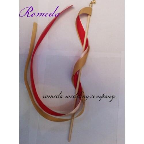 Top Selling (Gold+Pink +Red) 3 pcs different colors stain wedding wands with Gold cap bell