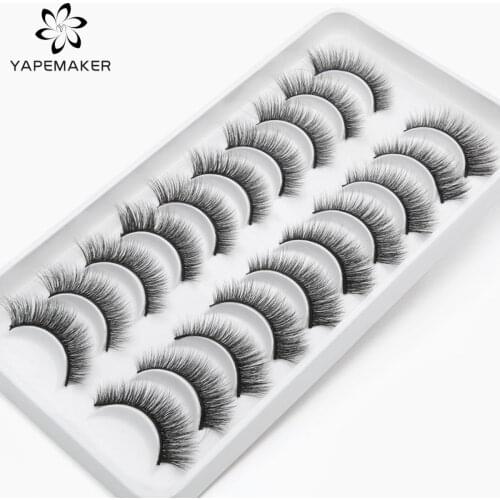 5/10 Pairs 3D Faux Mink False Eyelashes Wispies Fluffies Drama Eyelashes Natural Soft Handmade Cruelty-free Lashes Extension