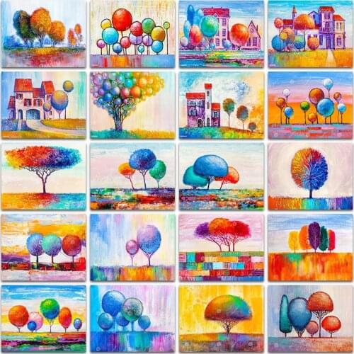 5D Diamond Painting Colorful landscape tree house balloon rainbow Full Square&Round embroidery mosaic Cross stitch home decor