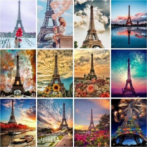 5D Diamond Painting Full Square/Round Landscape Cross Stitch Diamond Embroidery Eiffel Tower Scenery Rhinestones Art Hobby Gift