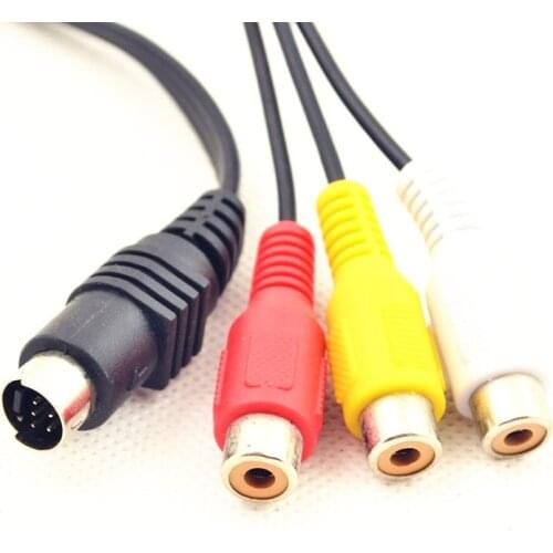 7 Pin Mini DIN S-Video Plug to 3 RCA jack Cable S-Video 7-Pin male to 3-RCA female RGB Composite Video Cable Adapter for DVD, DV