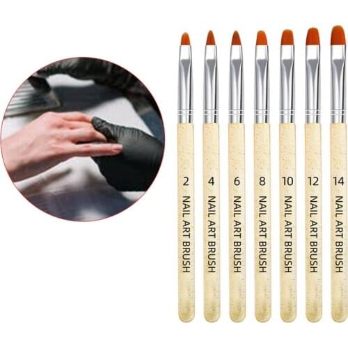 7Pcs/Set Manicure UV Gel Brush Nails Polish Brushes Design French Tips See-Through Acrylic Nail Art Builder Pen Tools