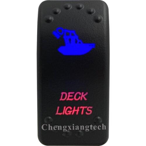 Car Boat Truck Rv Bus - On Off - Up Blue & Down Red Led - Rocker Switch - Deck Lights - 5 Pins - SPST - Waterproof - DIY