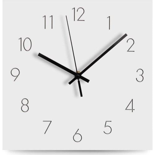 Large Wooden Wall Clock Modern Design Europe Silent Digital Clocks Square MDF Wood Hanging Wall Watch Home Wall Decor 12 Inch