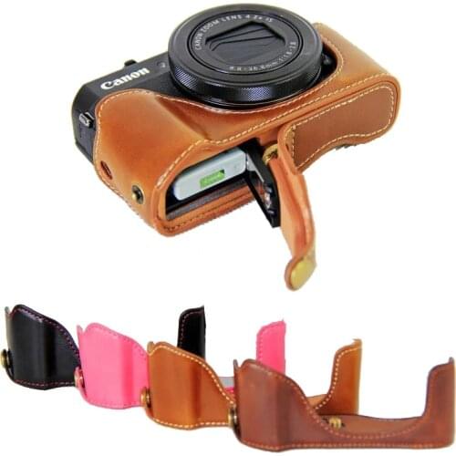 New PU leather Camera Case Half Bag For Canon Powershot G7X II G7X mark 2 G7XII G7X3 G7X III Digital Camera