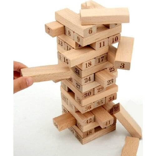 Wooden Tower Building Blocks Toy 54pcs Stacker Extract Building Games for Adults Children Family Puzzle Educational Board Games