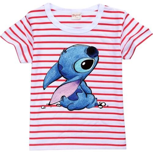 STITCH Kids Clothes Girls Teenage Graphic T Shirts Striated Tshirts 2 To16 Boutique Kid Clothing